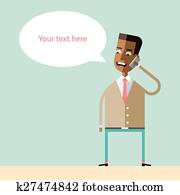 afrikanischer amerikaner, geschäftsmann, sprechen, auf, dass, telefon.