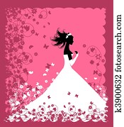 bride., boda, ilustración, para, su, diseño