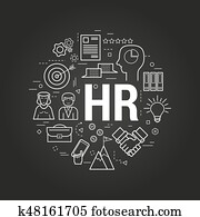 Concept Human Resources on black Concept Human Resources on black