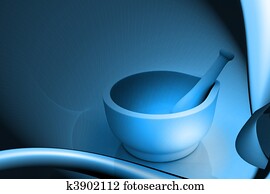 Pharmacist, rx symbol, mortar and pestle Drawing | vmo0542 | Fotosearch