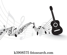 Illustration, lineart, guitar, player, guitarist, music, musical Clip