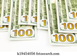 new edition 100 dollar banknotes, money and currency for funds and profits concept