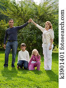 parents hand by hand with children