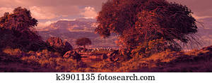 Pastureland With Sheep Grazing Pastureland With Sheep Grazing