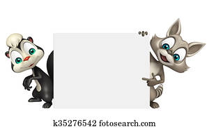 Skunk and Raccooncollection with white board Skunk and Raccooncollection with white board