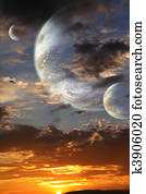 Sunset in alien planet Sunset in alien planet