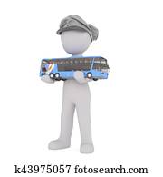 漫画 バスの運転手 帽子 保有物 小さい スケール バス イラスト K Fotosearch