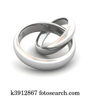 articulado, boda, rings., 3d, rendido, illustration.