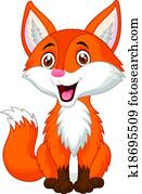 cute, raposa, caricatura