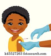 Doctor doing vaccine injection to african american little girl Doctor doing vaccine injection to african american little girl