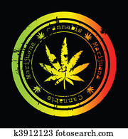 Grunge stamp with marijuana leaf Grunge stamp with marijuana leaf