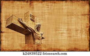 kreuzigung, von, jesus, pergament, -, horizontaler