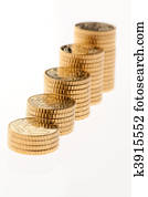 stack, av, euro, mynter