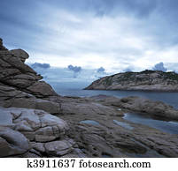 storm sky with the rocks, low saturation