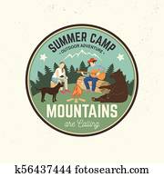 summer, camp., vektor, illustration., begriff, für, hemd, oder, logo,, print,, briefmarke, oder, tee. summer, camp., vektor, illustration., begriff, für, hemd, oder, logo,, print,, briefmarke, oder, tee.