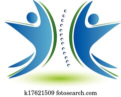 trabalho equipe, espinha humana, logotipo