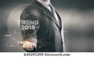 Trend 2018 with hologram businessman concept