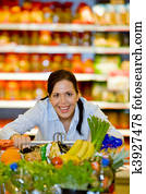 achat, de, fruit, légumes, dans, les, supermarché