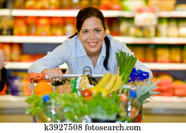 achat, de, fruit, légumes, dans, les, supermarché