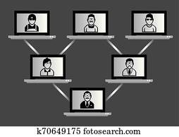 Computer Network and Virtual Meeting Technology Concept Computer Network and Virtual Meeting Technology Concept