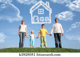 family of four dreams about the house, collage