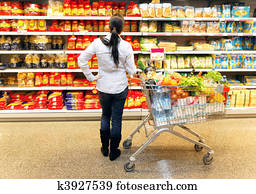 femme, dans, supermarché, à, a, grand, sélection