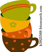 four colorful cups, vector illustration four colorful cups, vector illustration