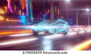 Future car going on the road 3d illustration Future car going on the road 3d illustration