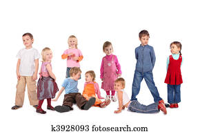 Many children on white, collage