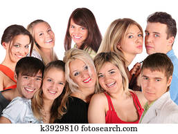 many faces young people, collage