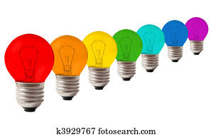 many lamps of color of rainbow, collage