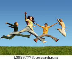 many people jumping on the grass, collage