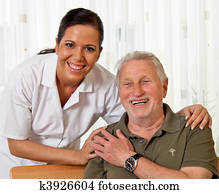 Nurse in aged care for the elderly in nursing homes