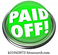 Paid Off Words Green Button Loan Mortage Final Payment
