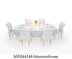 serving a dining table. 3d illustration