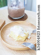 Soiled cake plate on  table