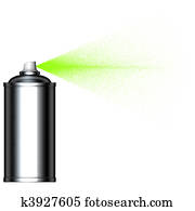 spraying green mist spray can seen from the side