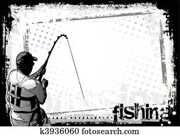 Clip Art - vektor, altmodisch, angler, grafik k4024847 - Suche Clipart