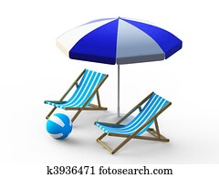 Beach chair and umbrella