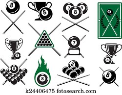 Billiard, pool and snooker sports emblems Billiard, pool and snooker sports emblems
