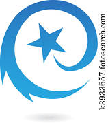 Blue round shooting star