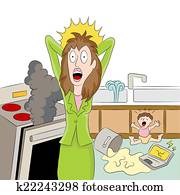 cansado, mom trabalhando