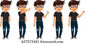 cute five man cartoon are standing