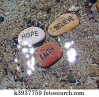 Faith, Hope, Believe with sunrays