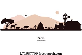 Silhouette farming and animal husbandry Silhouette farming and animal husbandry