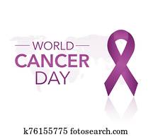 4 February World Cancer Awareness Month Campaign Background with paper Magenta ribbon symbol. Pancreatic Cancer. Vector illustration.