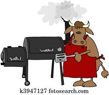 Cow Using A Smoker Cow Using A Smoker