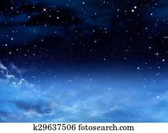 céu noite, com, estrelas