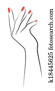 Female Palm with Red Manicure Female Palm with Red Manicure