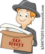 Kid Boy Agent Top Secret Envelope Illustration Kid Boy Agent Top Secret Envelope Illustration